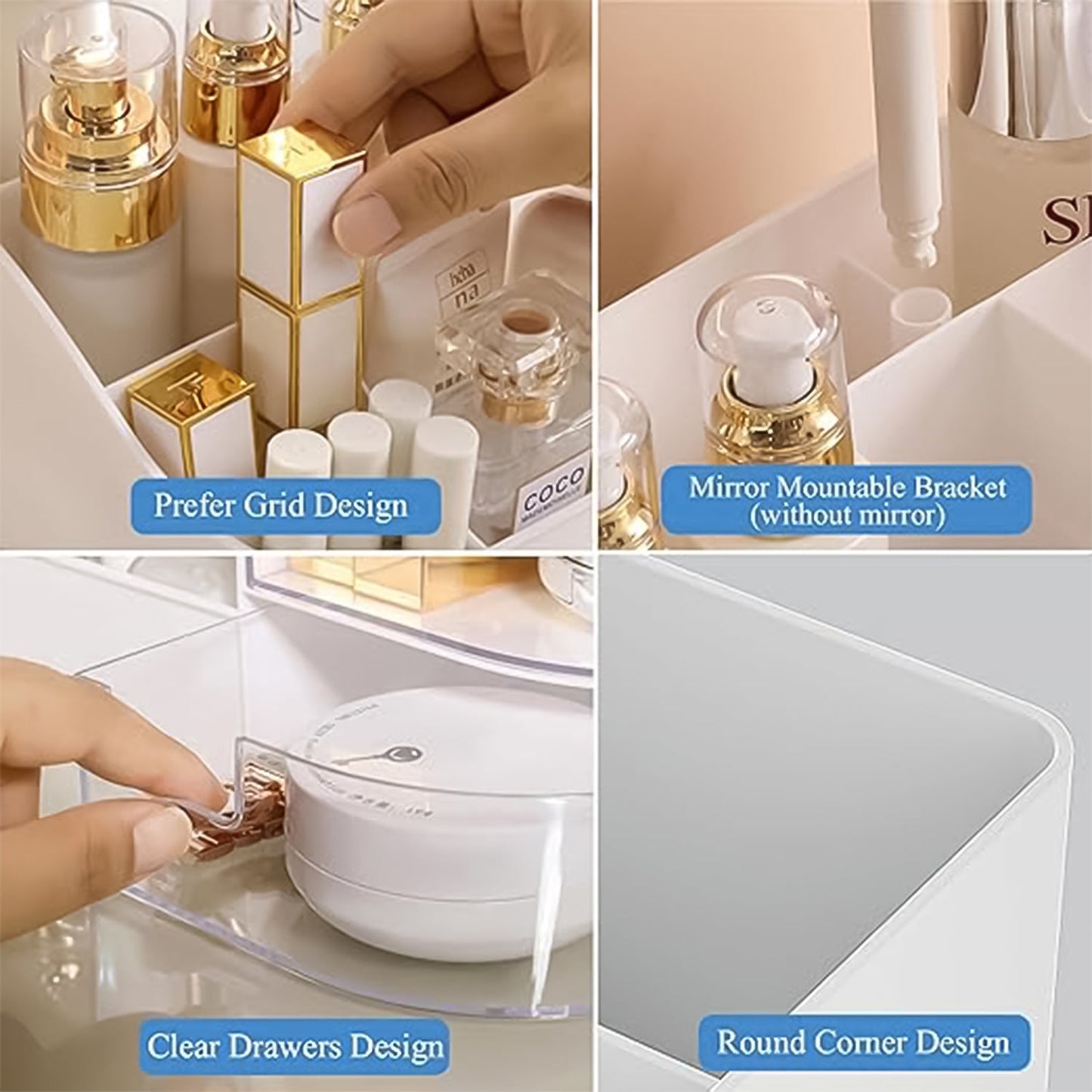 Multi-Functional Plastic Vanity Storage Box by Organivo