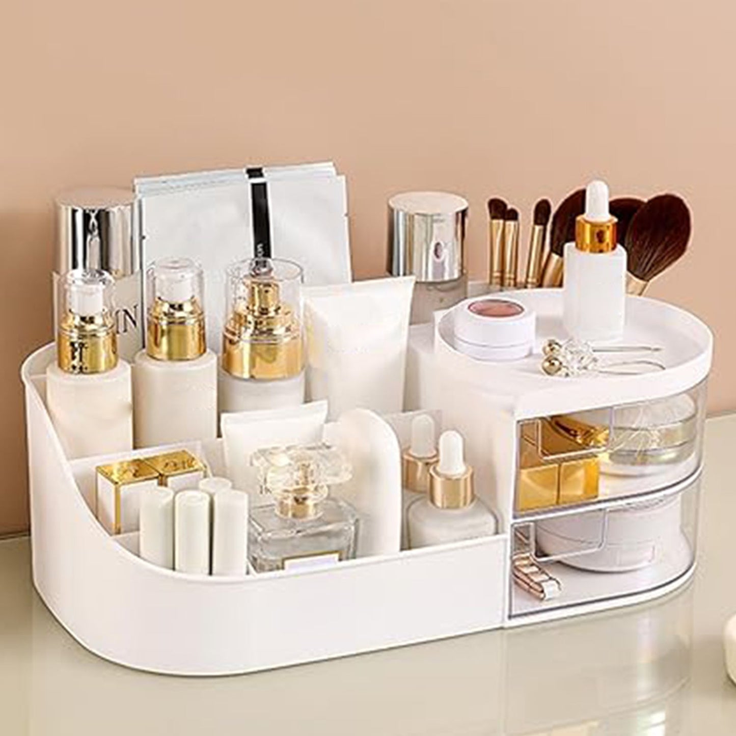 Multi-Functional Plastic Vanity Storage Box by Organivo