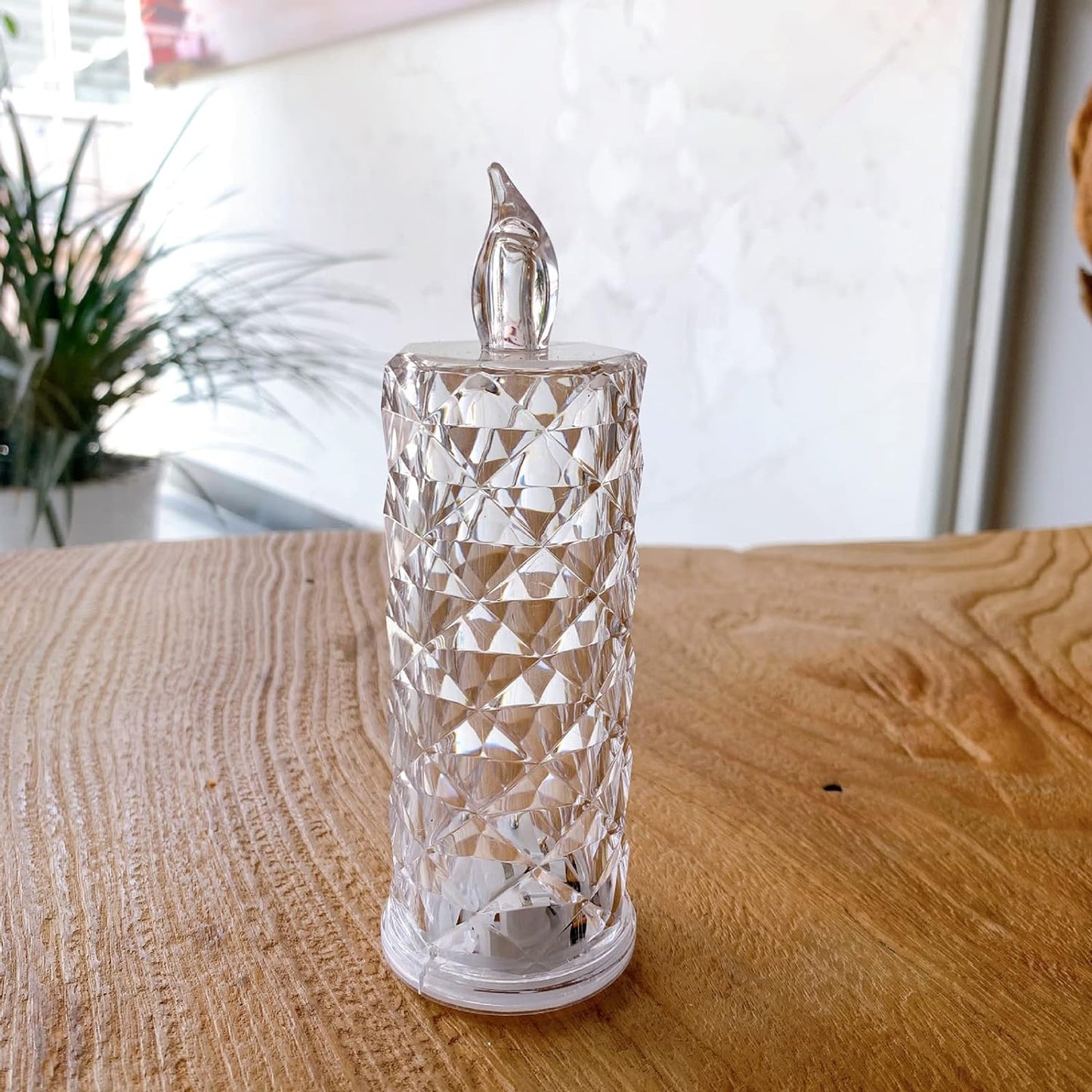 Rose Candles LED Flameless and Smokeless Decorative Acrylic Transparent Candles Led Tea Light Candle Perfect for Gifting, Home, Diwali, Christmas, Crystal Candle Lights, Diwali (1 Pc)