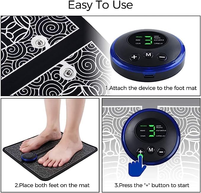 SEO Friendly Title: EMS Foot Massager Pad for Pain Relief & Circulation | Electric Muscle Stimulator with Heat Therapy for Feet, Legs & Calf Relaxation