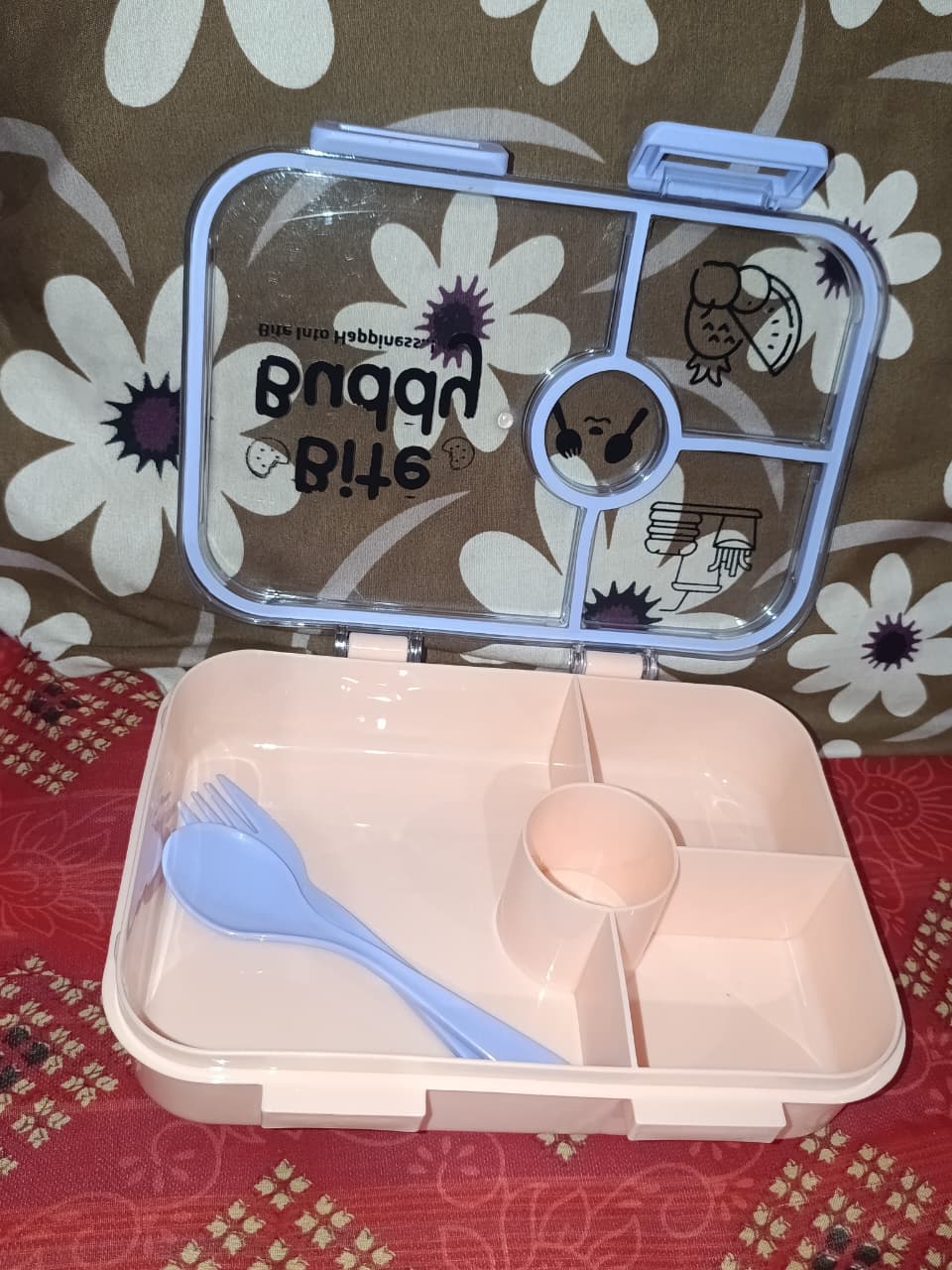 Bite Buddy 4-Compartment Leak-Resistant Plastic Lunch Box with Spoon & Fork