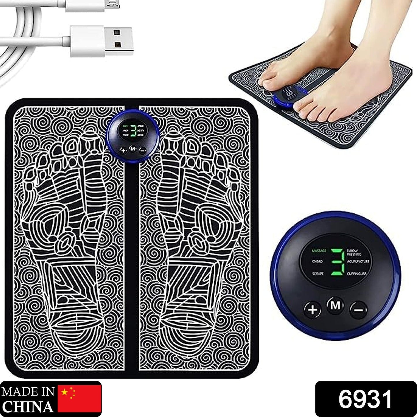 SEO Friendly Title: EMS Foot Massager Pad for Pain Relief & Circulation | Electric Muscle Stimulator with Heat Therapy for Feet, Legs & Calf Relaxation