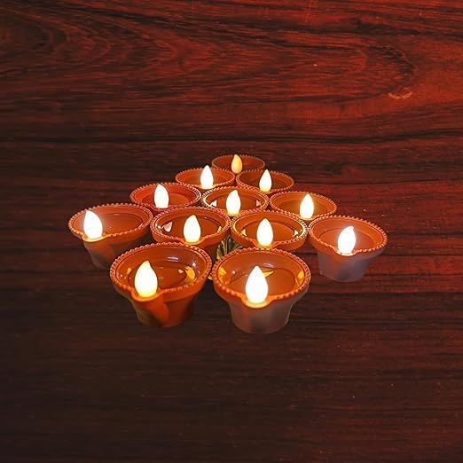 LED Water Sensor Diya with Water Sensor Technology | LED Candles | Flameless Wind-Proof Diva with Warm Yellow Lights, Battery Operated for Home Decor, Diwali & All Festival Decorations (Pack of 6)