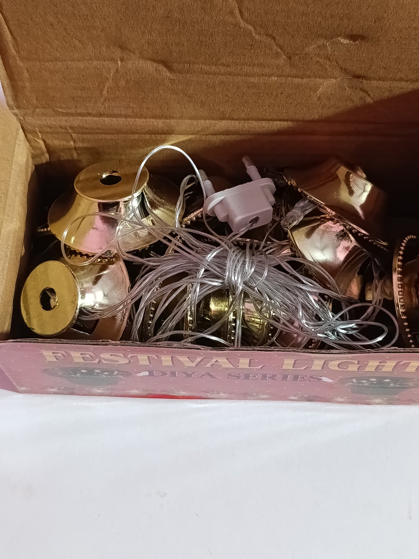 18 LED String Lights |10 Ft Length Fairy Lights | Gold & Yellow led Rice Lights | Connectable Diwali, Navratri for Home Decoration (Golden Diya)