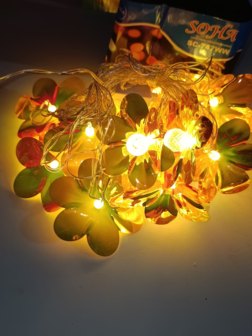Flower Shape LED Decorative String Light – Warm Yellow Fairy Lights for Home, Festival & Party Decoration