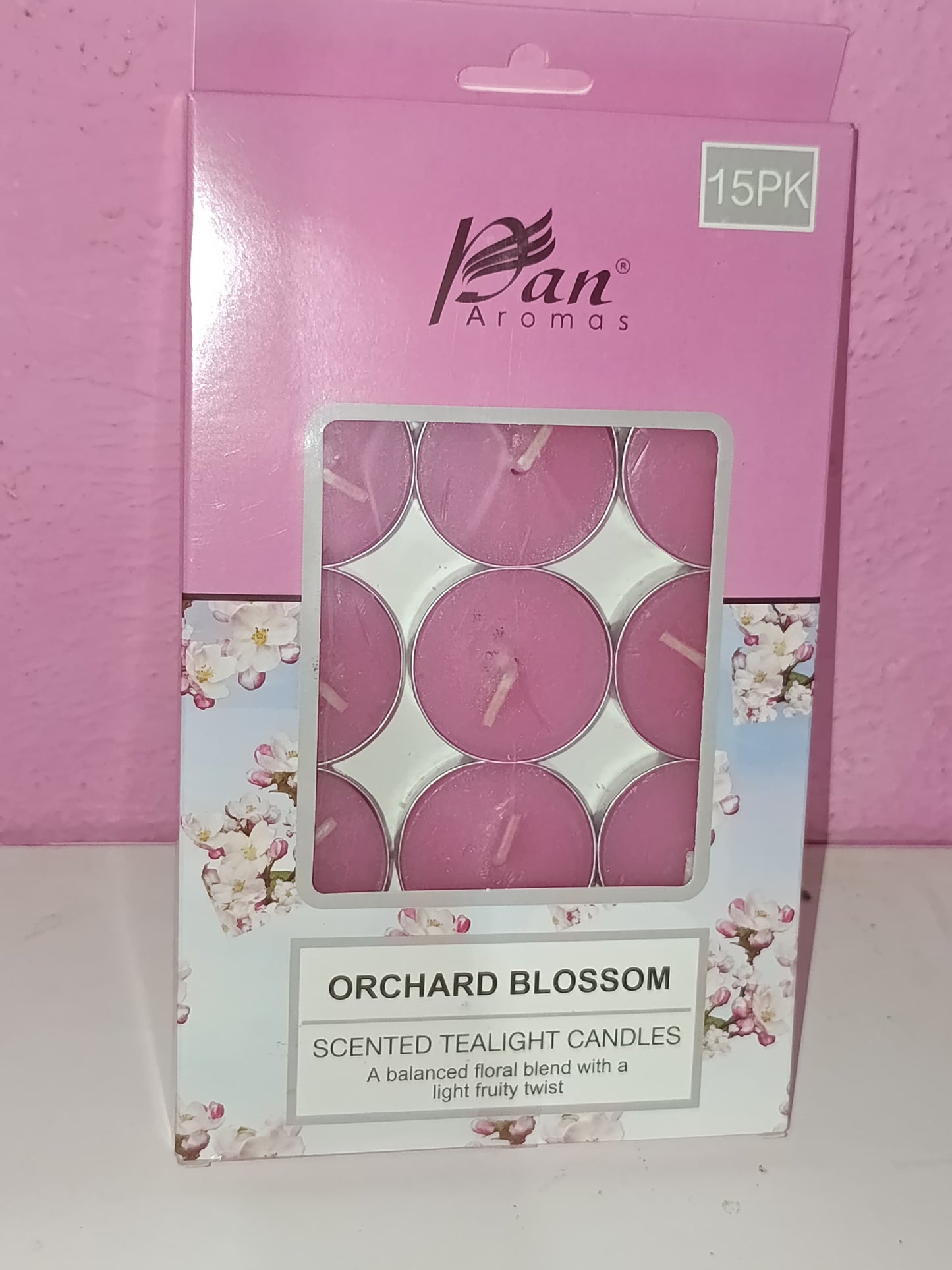 Pan Aromas Orchard Blossom Scented Tealight Candles.