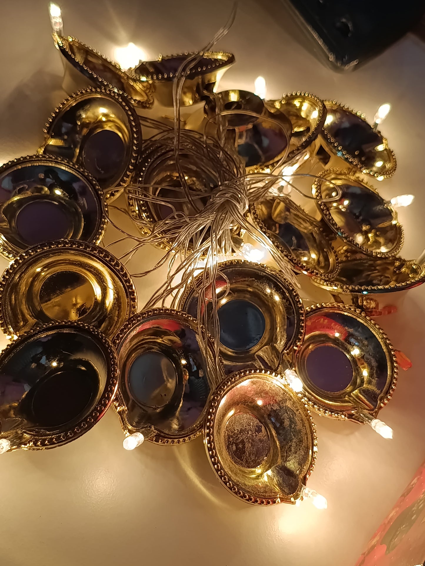 18 LED String Lights |10 Ft Length Fairy Lights | Gold & Yellow led Rice Lights | Connectable Diwali, Navratri for Home Decoration (Golden Diya)