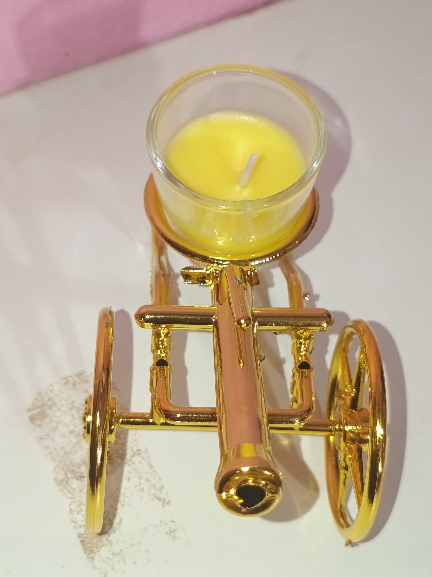 Luxury Golden Cannon Style Candle Holder with Glass Cup & Scented Tealight