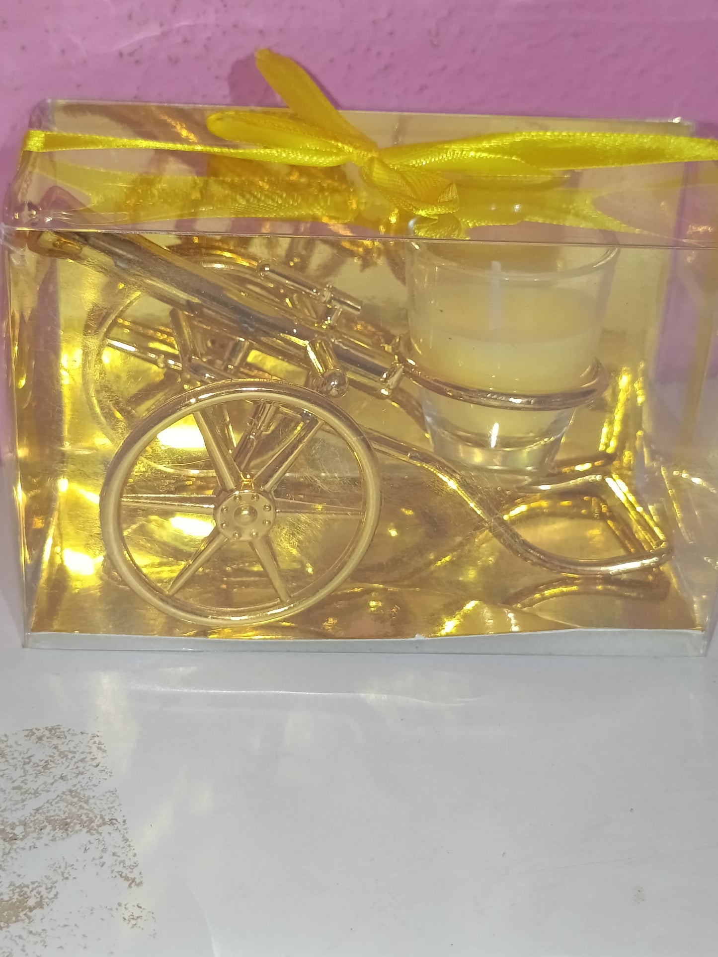 Luxury Golden Cannon Style Candle Holder with Glass Cup & Scented Tealight