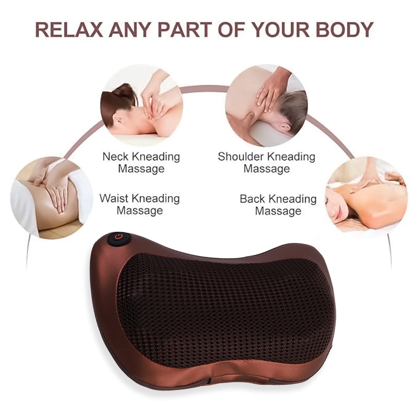 Electric Shiatsu Neck & Back Massager Pillow with Heat Therapy
