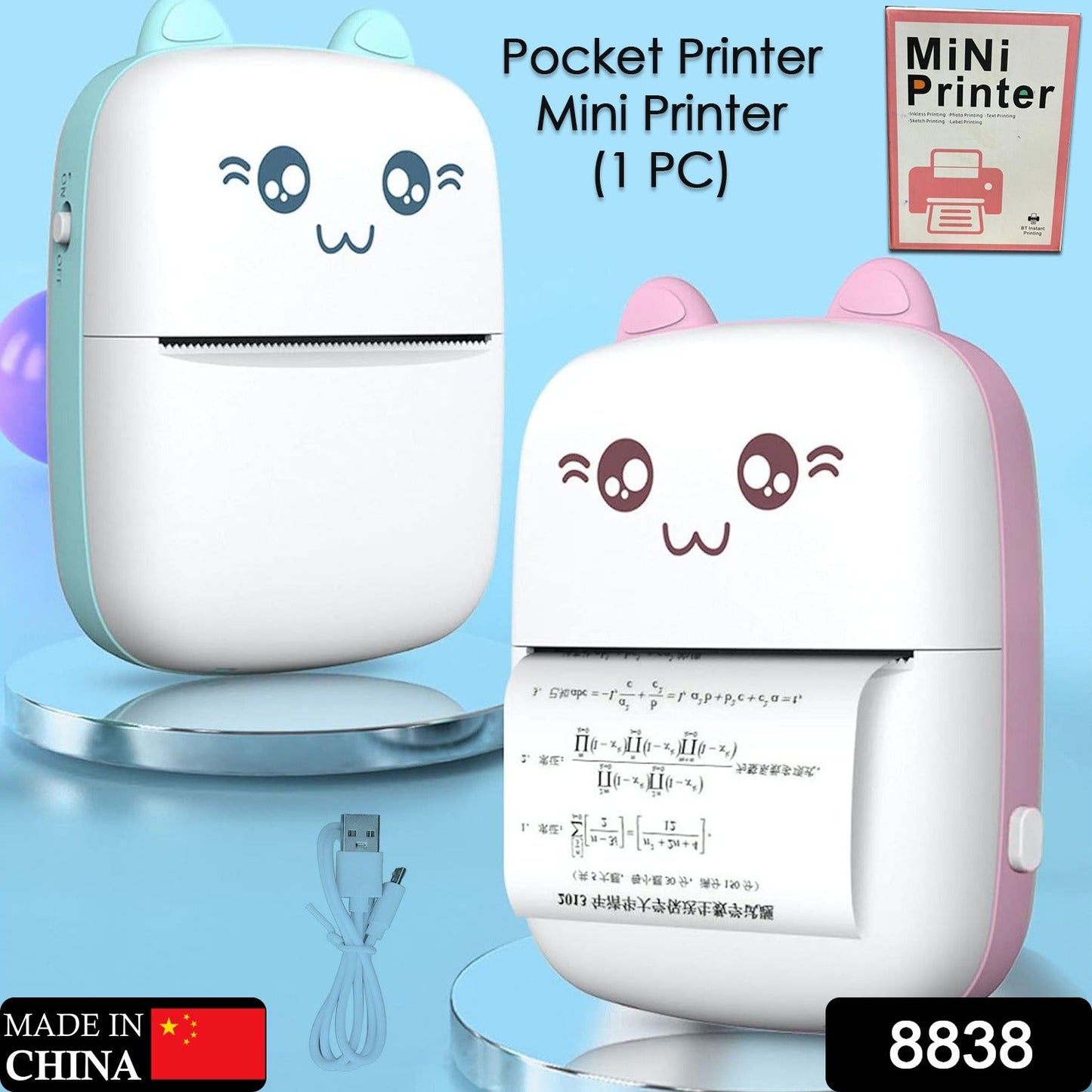 Portable Mini Thermal Printer | Wireless Bluetooth Pocket Printer for Notes