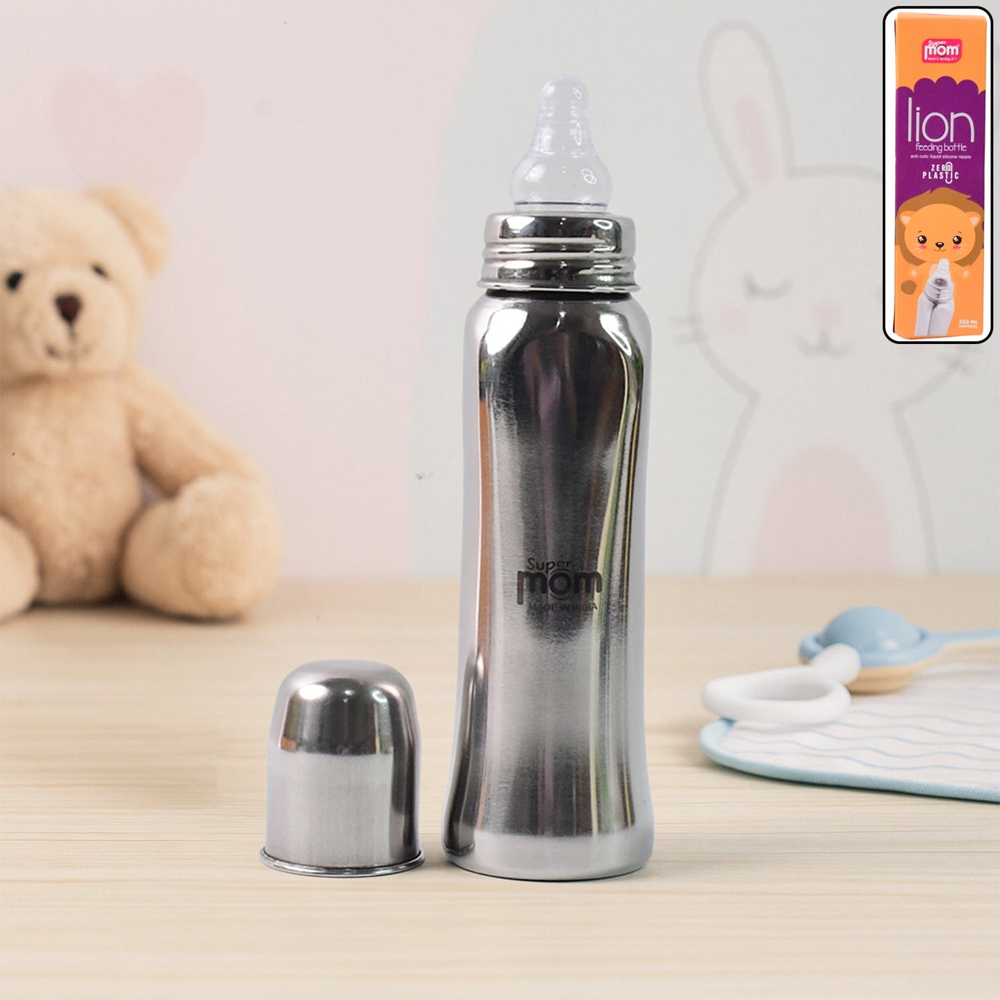 Supermom Lion Stainless Steel Feeding Bottle – 250ml