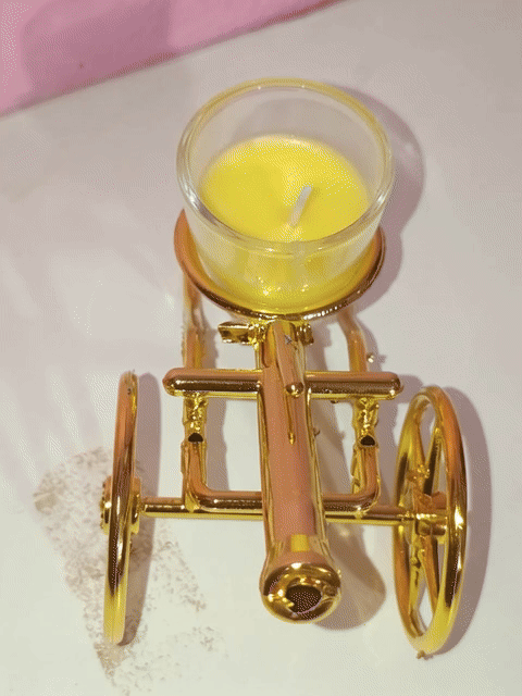 Luxury Golden Cannon Style Candle Holder with Glass Cup & Scented Tealight