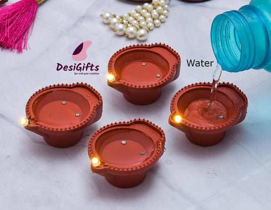 LED Water Sensor Diya with Water Sensor Technology | LED Candles | Flameless Wind-Proof Diva with Warm Yellow Lights, Battery Operated for Home Decor, Diwali & All Festival Decorations (Pack of 6)
