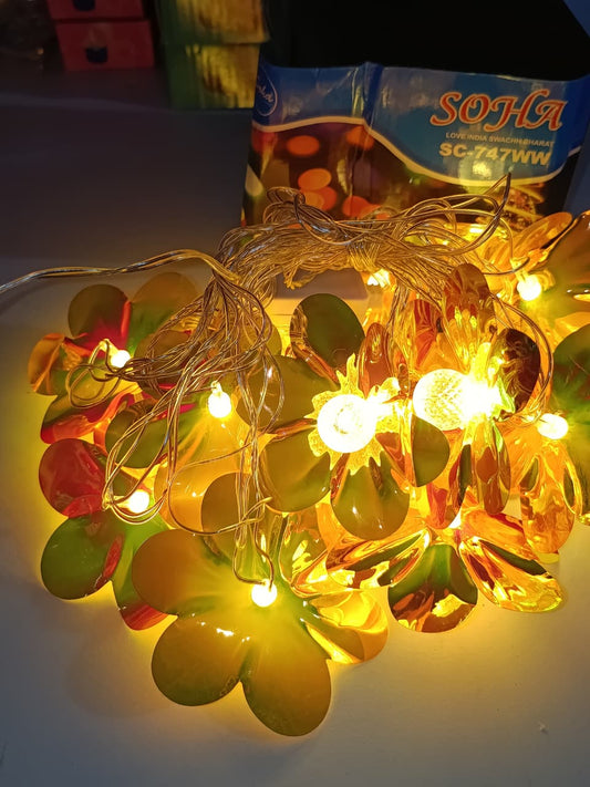 Flower Shape LED Decorative String Light – Warm Yellow Fairy Lights for Home, Festival & Party Decoration